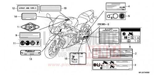 ETIQUETTE DE PRECAUTIONS CBR600RAC de 2012